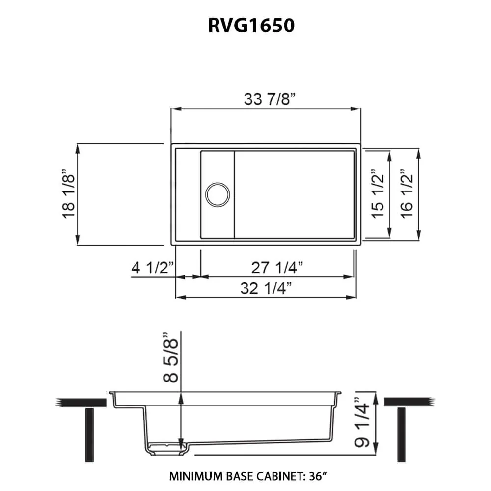 Dimension drawing for RVG1650BK