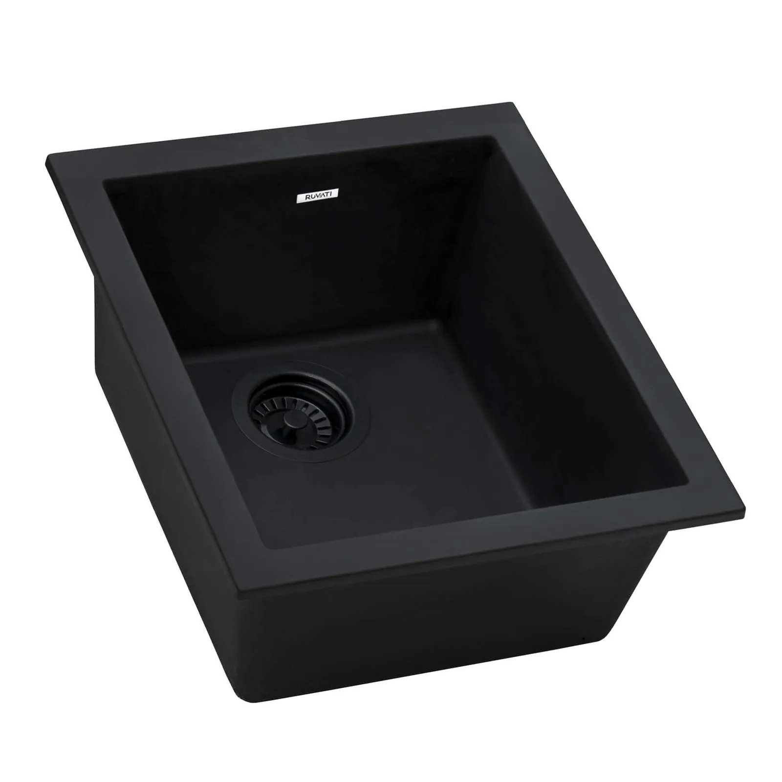 Ruvati 15 x 17 inch Granite Composite Quartz Undermount Single Bowl Wet Bar Prep Sink – Midnight Black