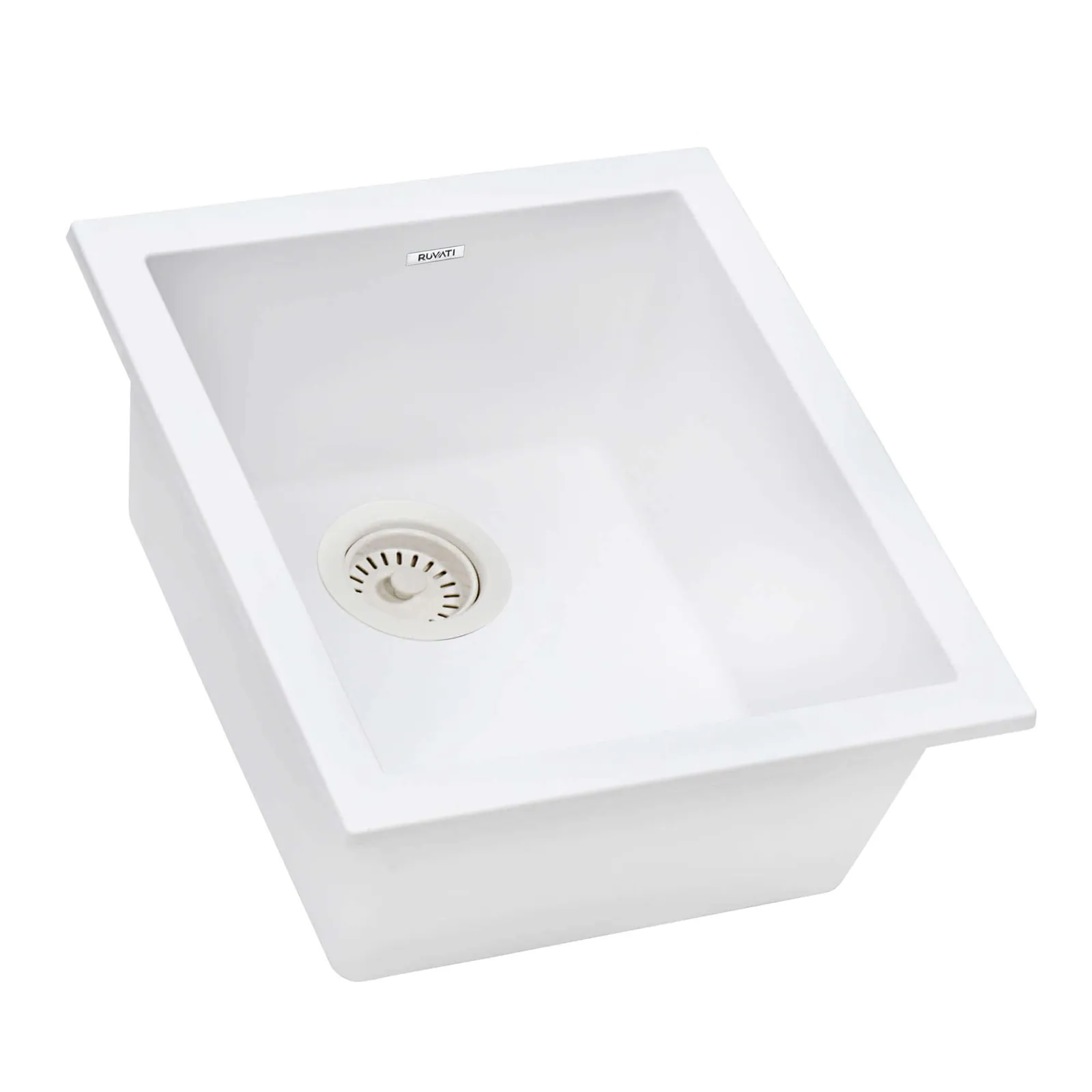 Ruvati 15 x 17 inch Granite Composite Quartz Undermount Single Bowl Wet Bar Prep Sink – Arctic White Matte