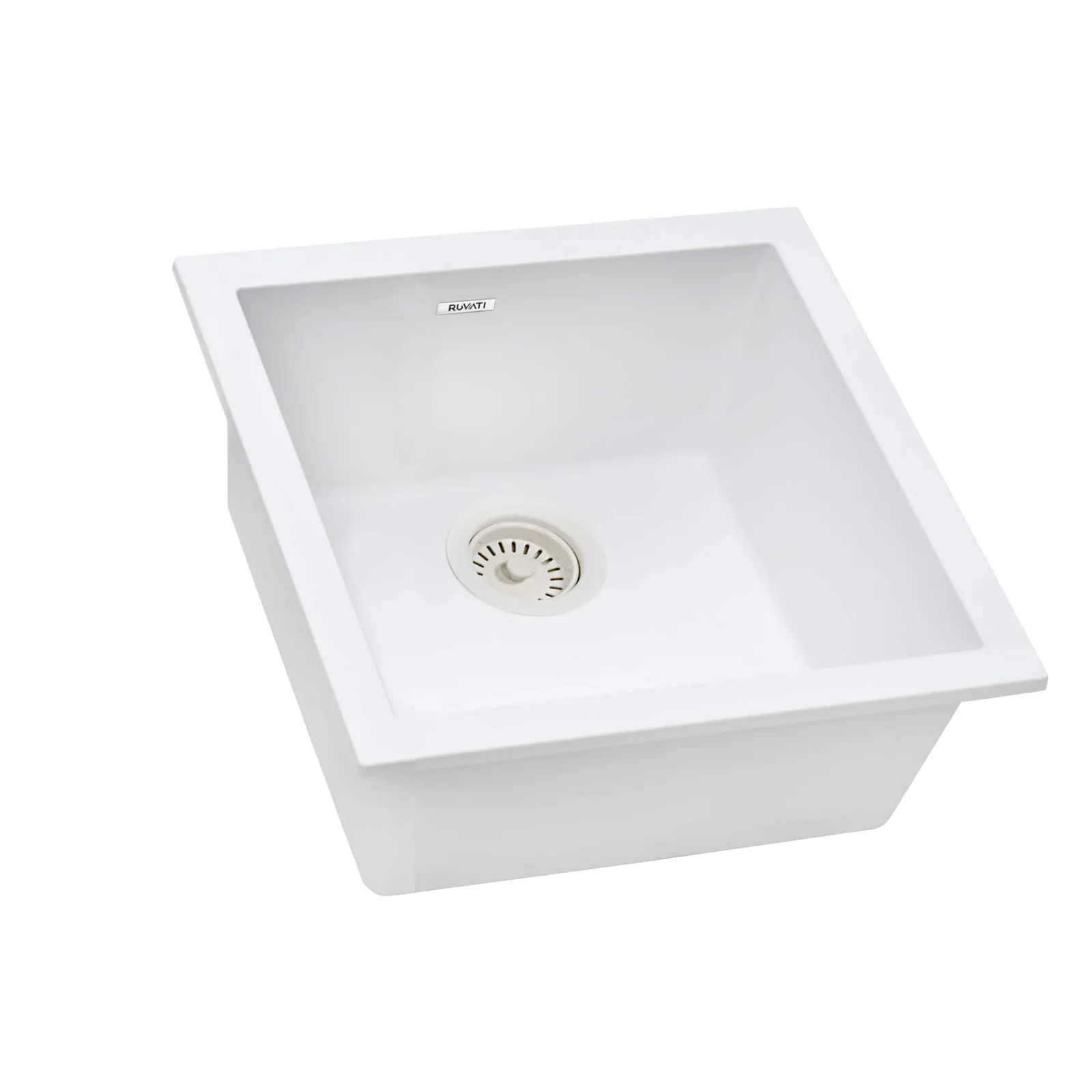 Ruvati 17 x 17 inch Granite Composite Quartz Undermount Single Bowl Wet Bar Prep Sink – Arctic White Matte