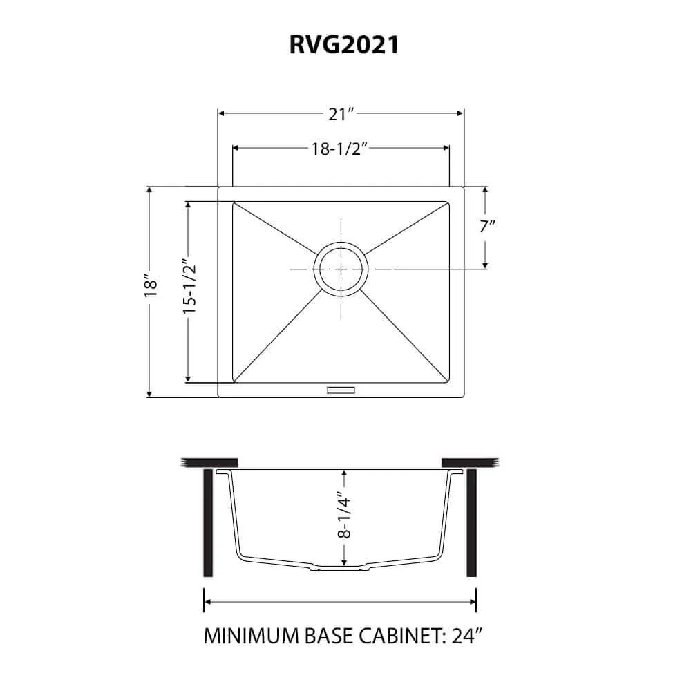 Dimension drawing for RVG2021WH