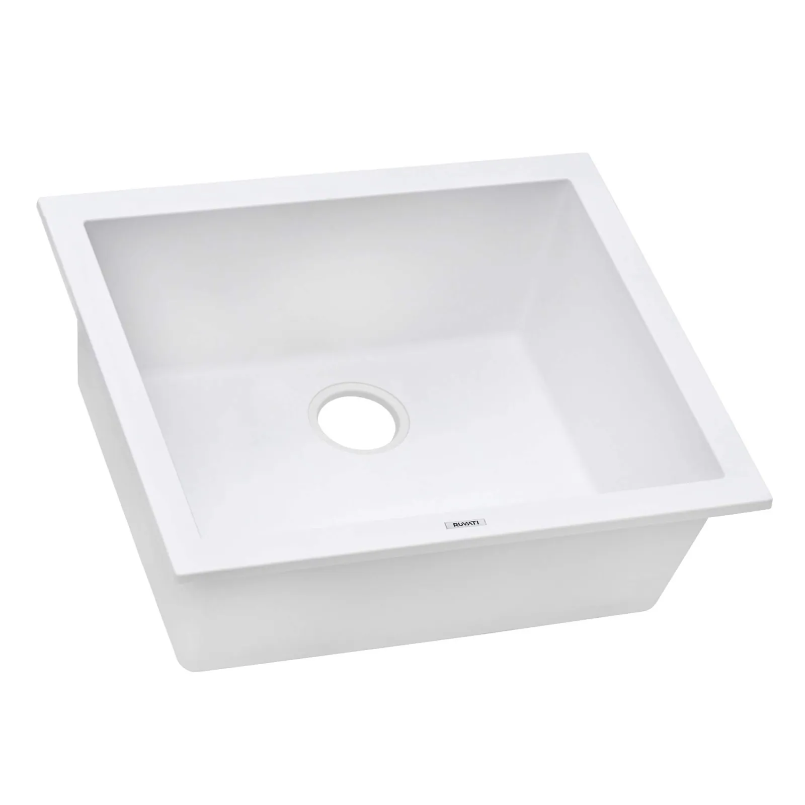 Ruvati 21 x 18 inch Granite Composite Quartz Undermount Single Bowl Wet Bar Prep Sink – Arctic White Matte
