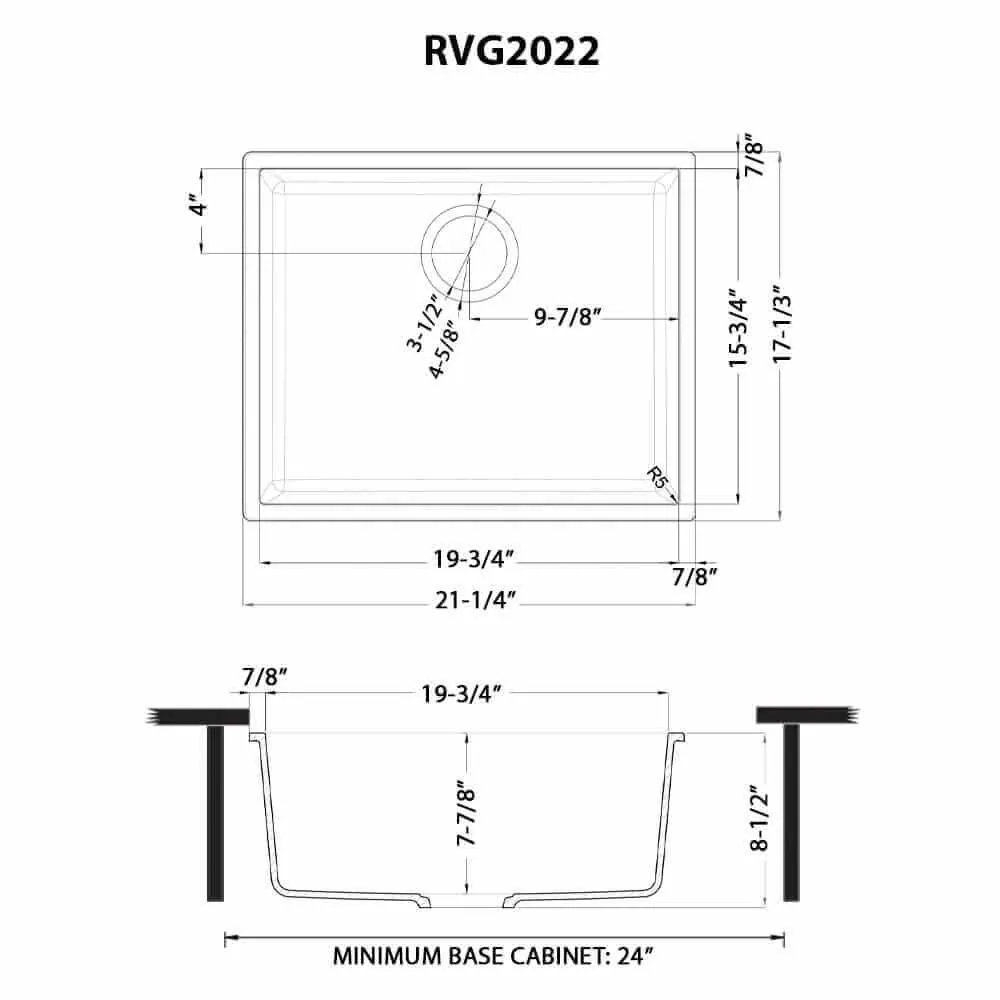 Dimension drawing for RVG2022WH