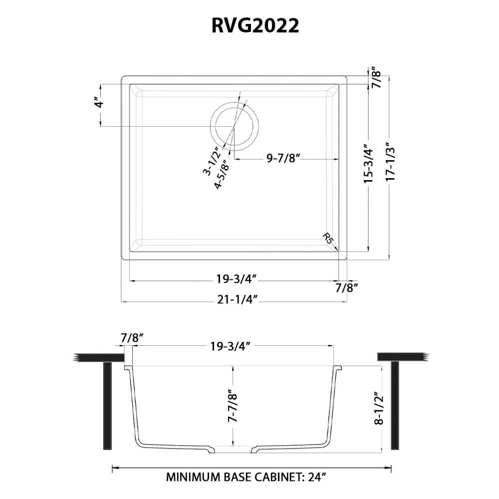 Dimension drawing for RVG2022BK