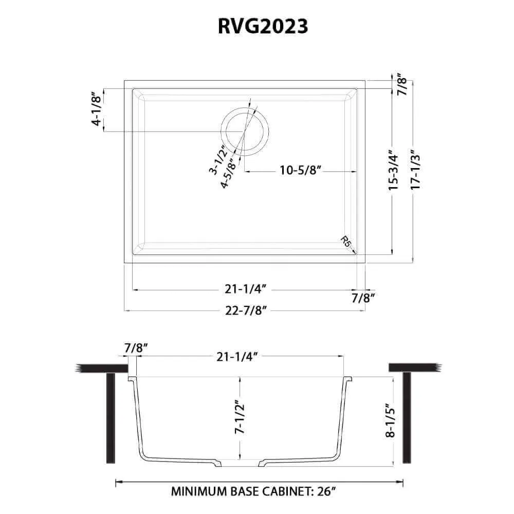 Dimension drawing for RVG2023WH