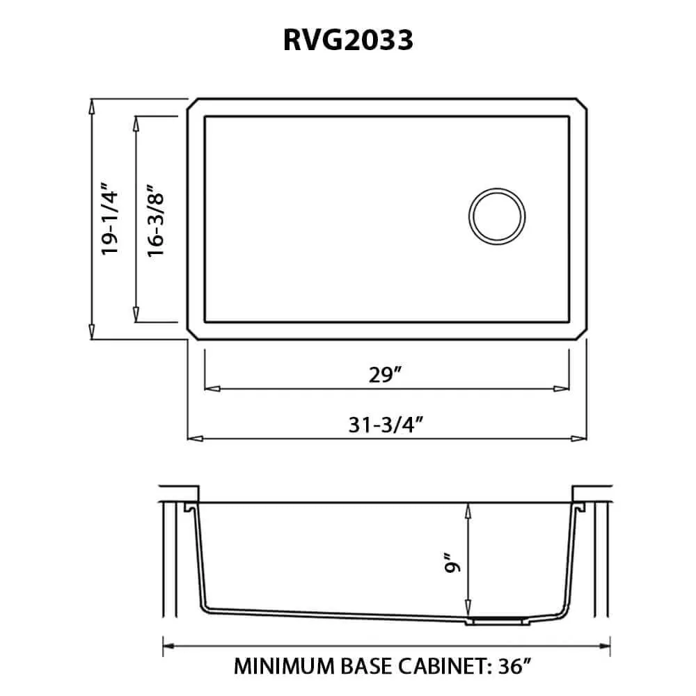 Dimension drawing for RVG2033RN