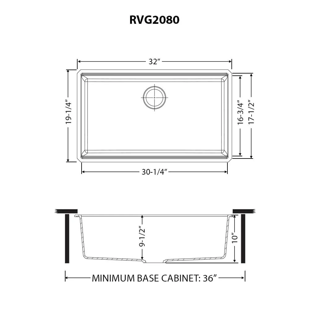 Dimension drawing for RVG2080WH