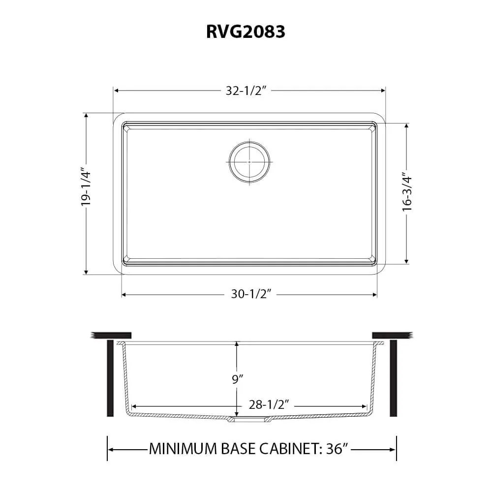 Dimension drawing for RVG2083BK