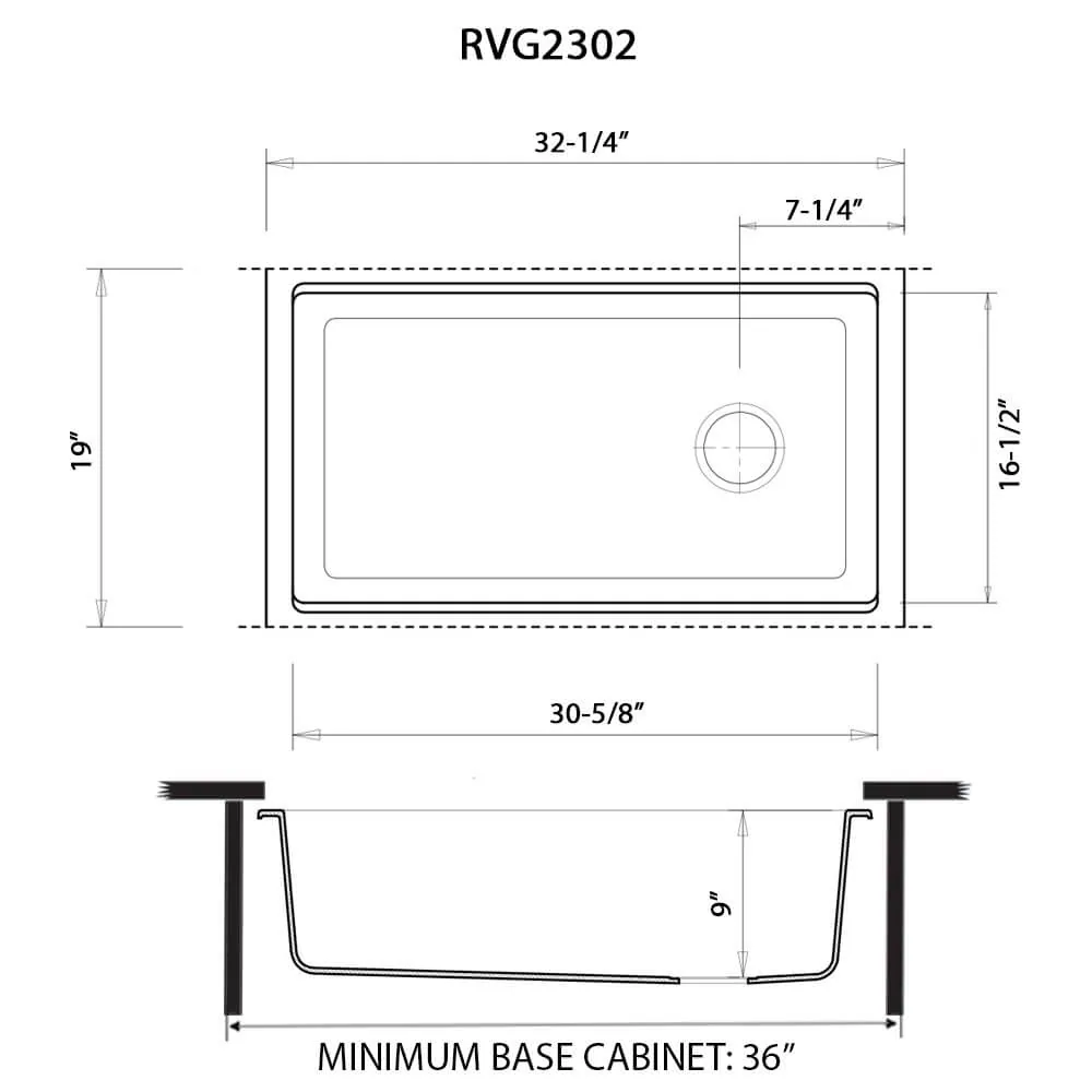 Dimension drawing for RVG2302WH