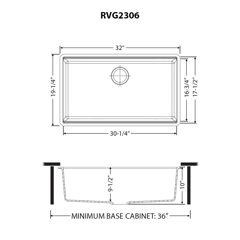 Dimension drawing for RVG2306BK