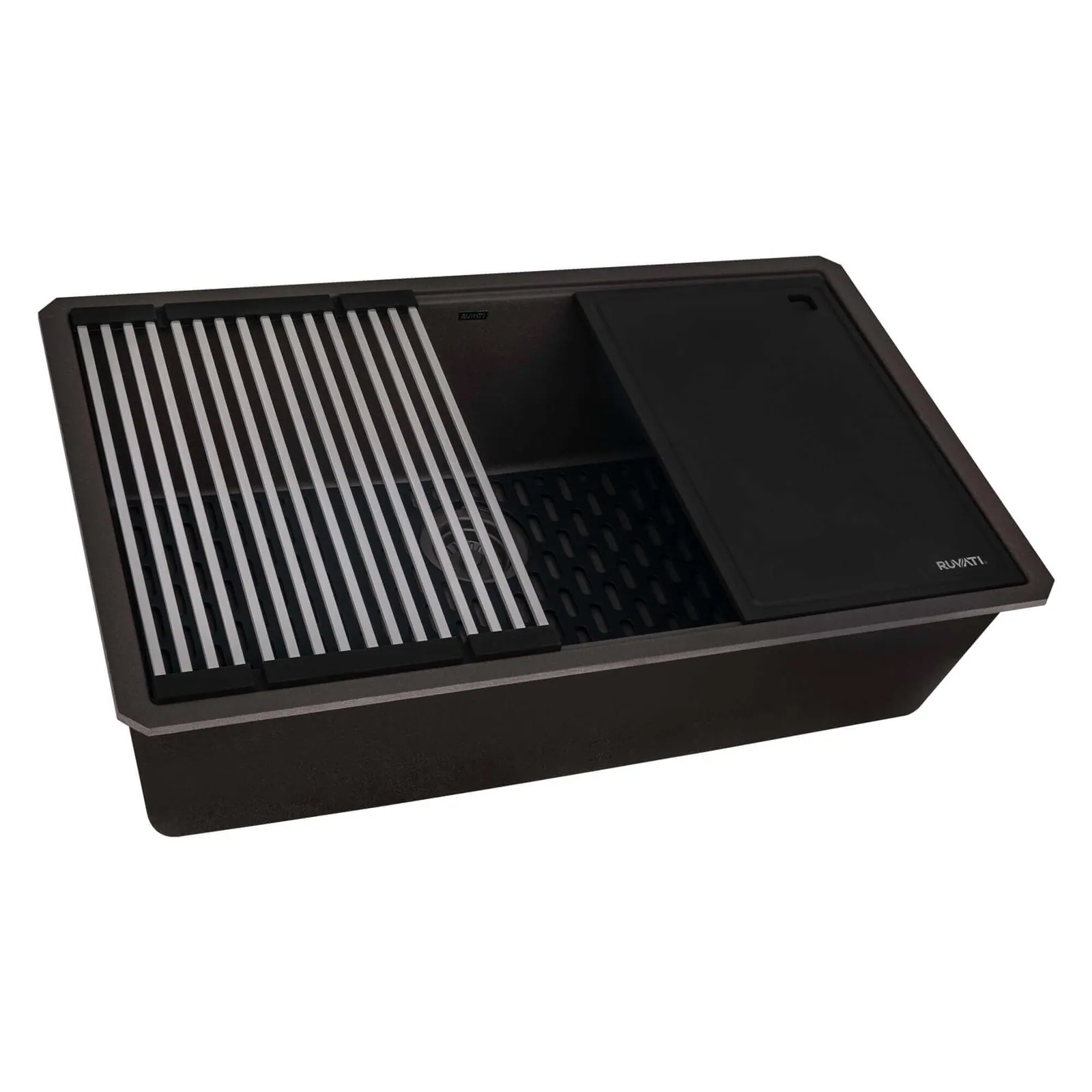 Ruvati 32-inch Granite Composite Quartz Undermount Workstation Kitchen Sink Espresso