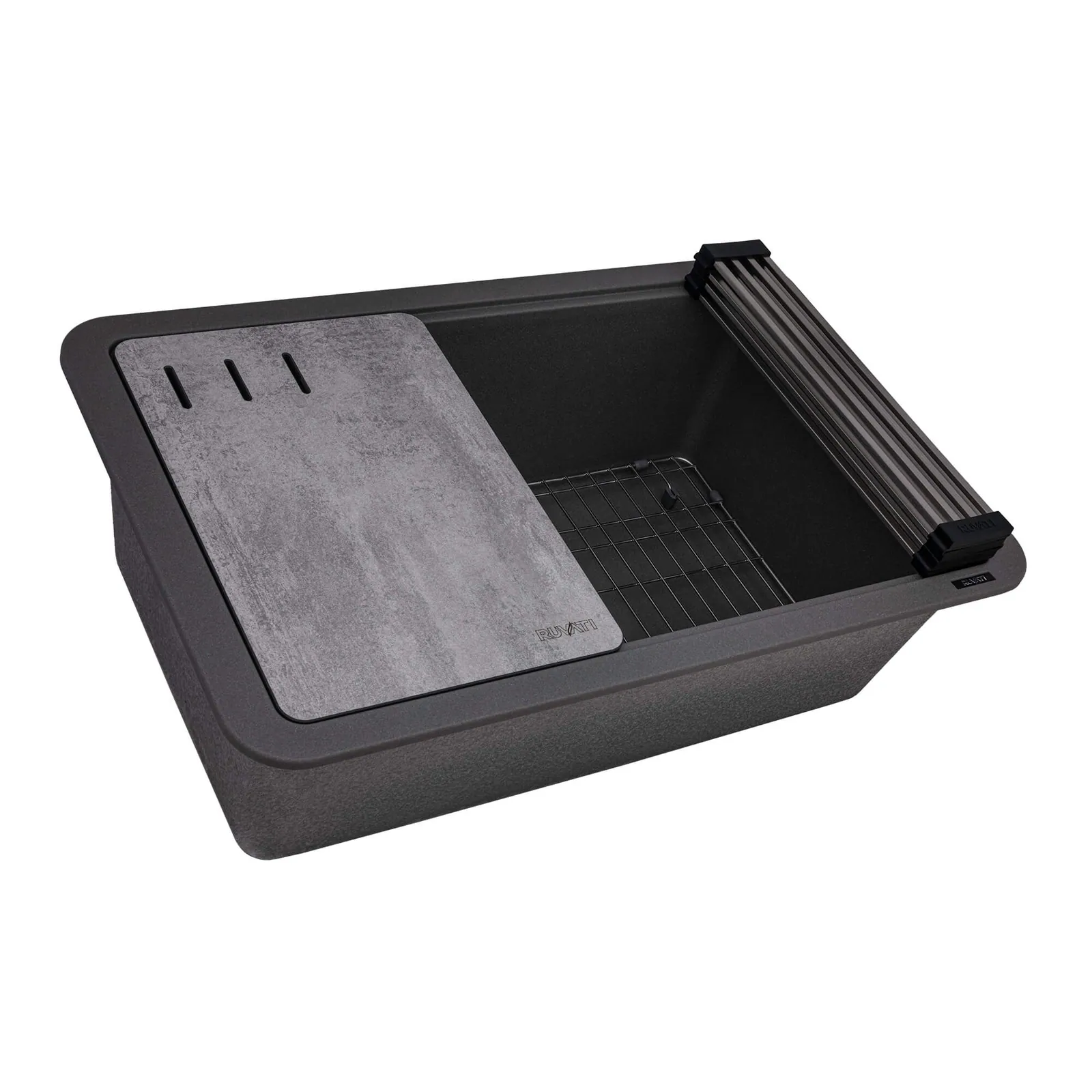 Ruvati 30-inch Granite Composite Quartz Workstation Urban Gray Undermount Kitchen Sink