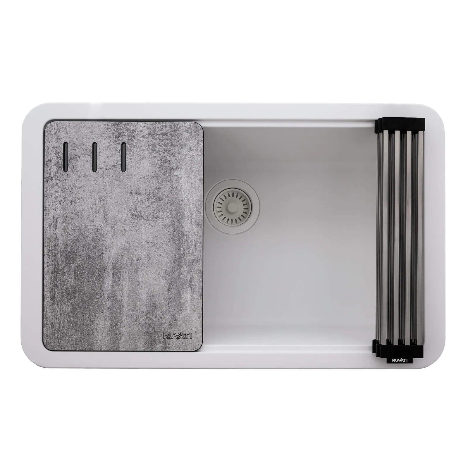Ruvati 30-inch Granite Composite Quartz Workstation Arctic White Matte Undermount Kitchen Sink