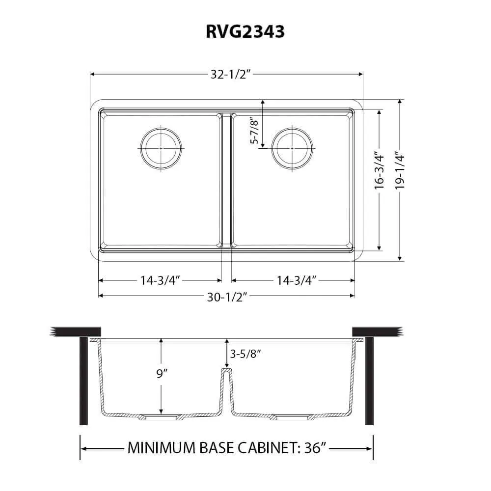 Dimension drawing for RVG2343WH