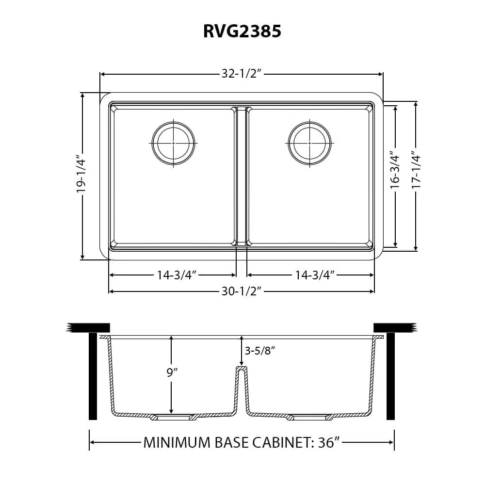 Dimension drawing for RVG2385BK