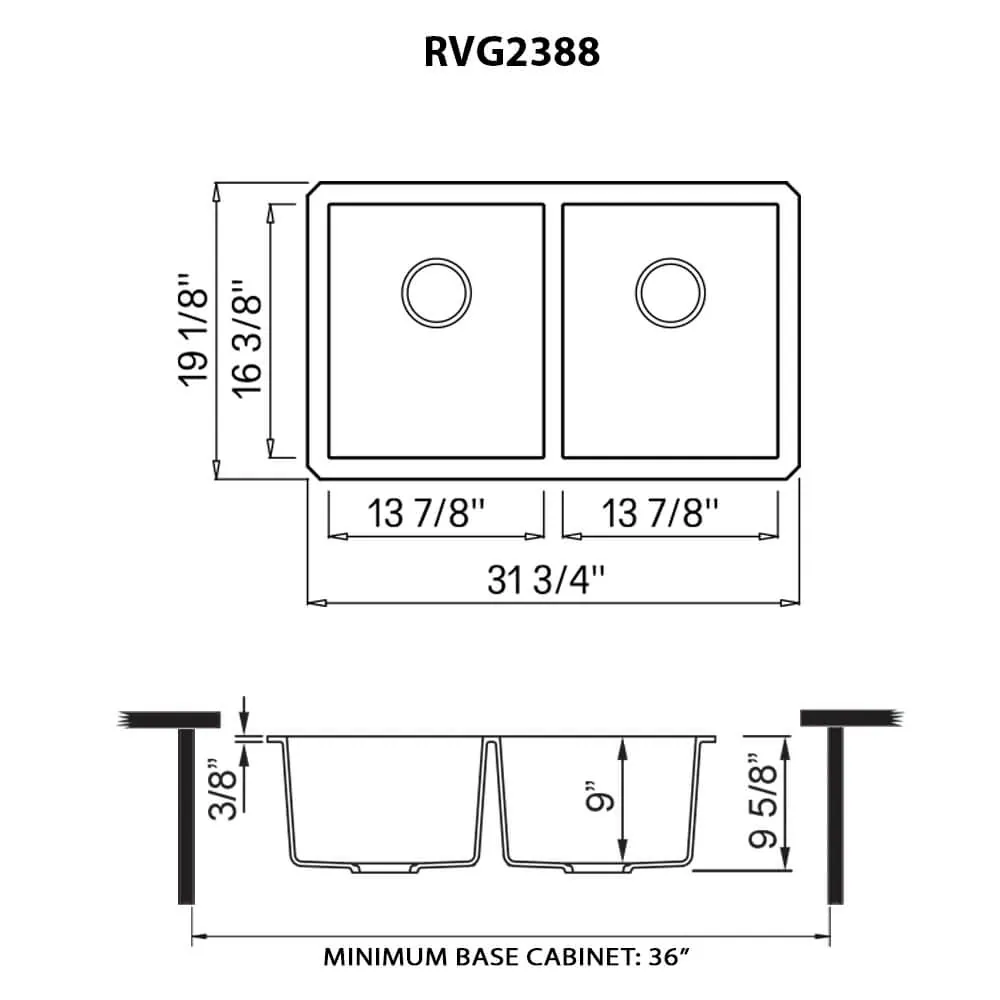 Dimension drawing for RVG2388WH