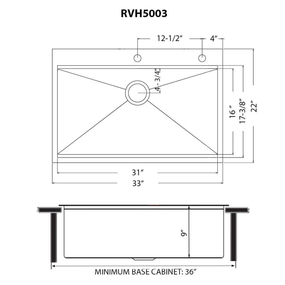 Dimension drawing for RVH5003BL