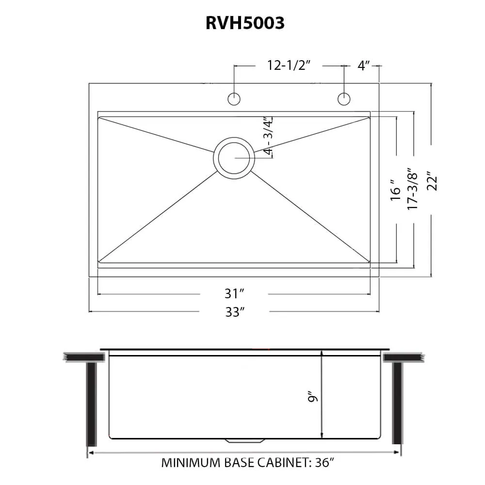 Dimension drawing for RVH5003GG