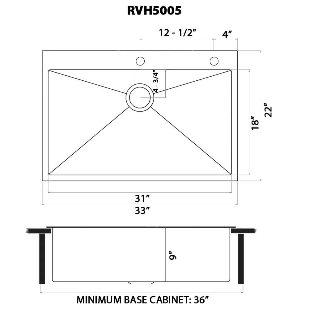 Dimension drawing for RVH5005BL