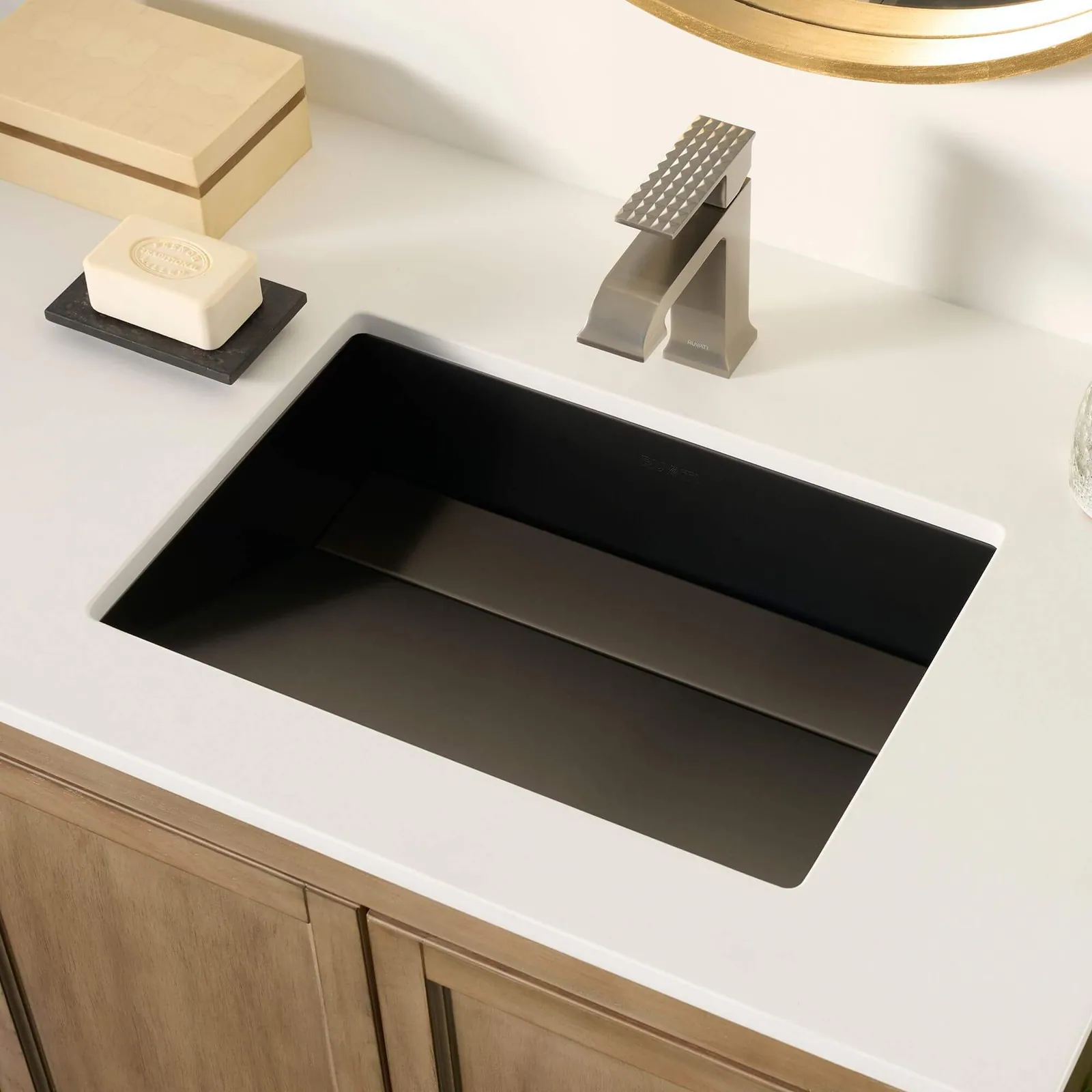 Ruvati 20 x 14 inch Gunmetal Black Stainless Steel Undermount Ramp Bathroom Sink Stainless Steel