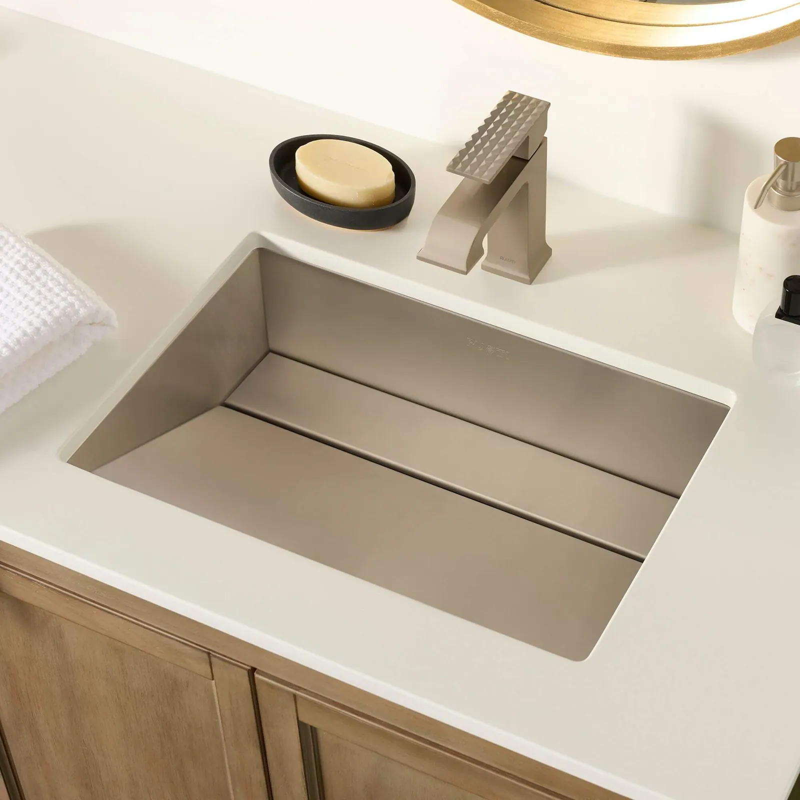 Ruvati 20 x 14 inch Brushed Stainless Steel Undermount Ramp Bathroom Sink Stainless Steel