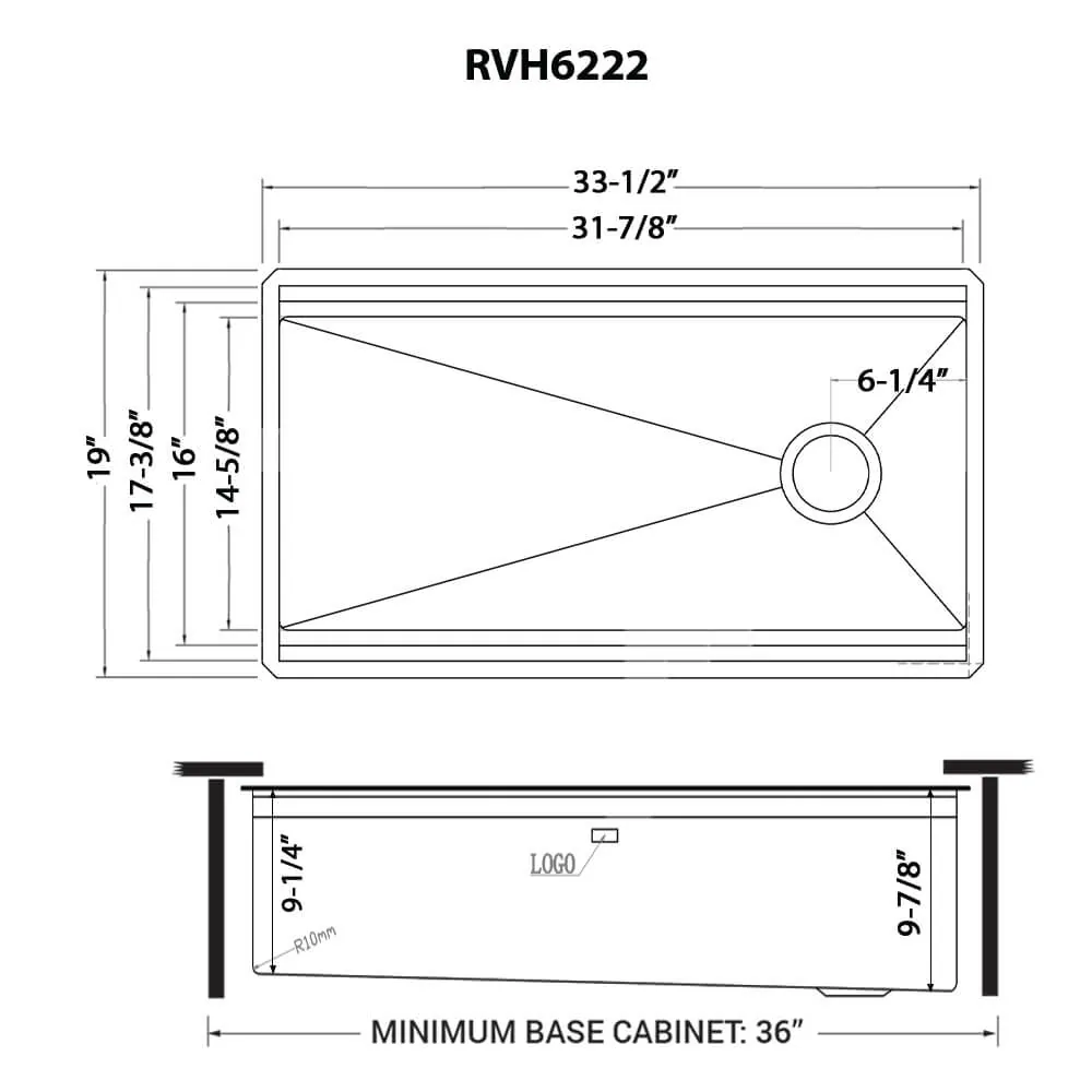 Dimension drawing for RVH6222GG