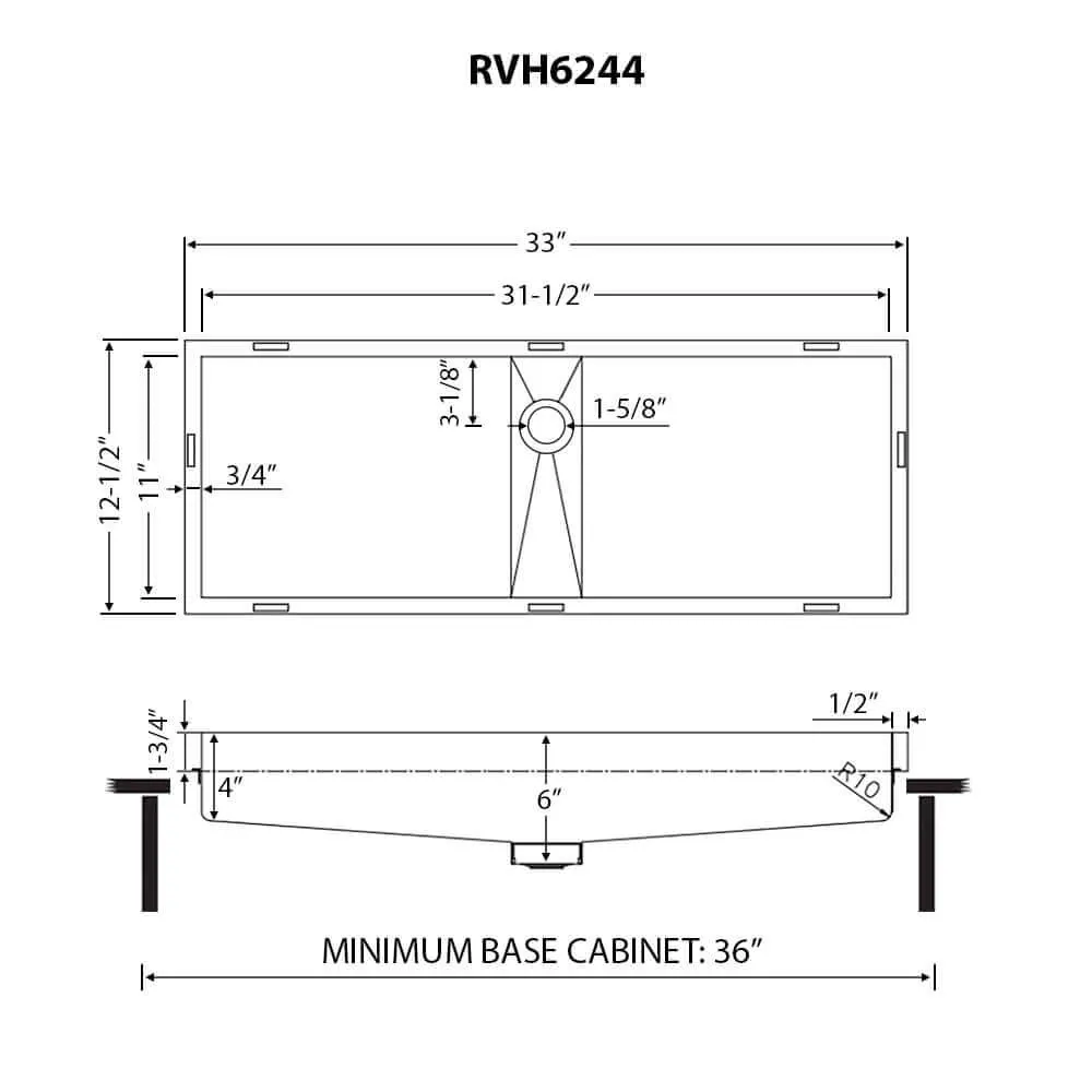 Dimension drawing for RVH6244ST