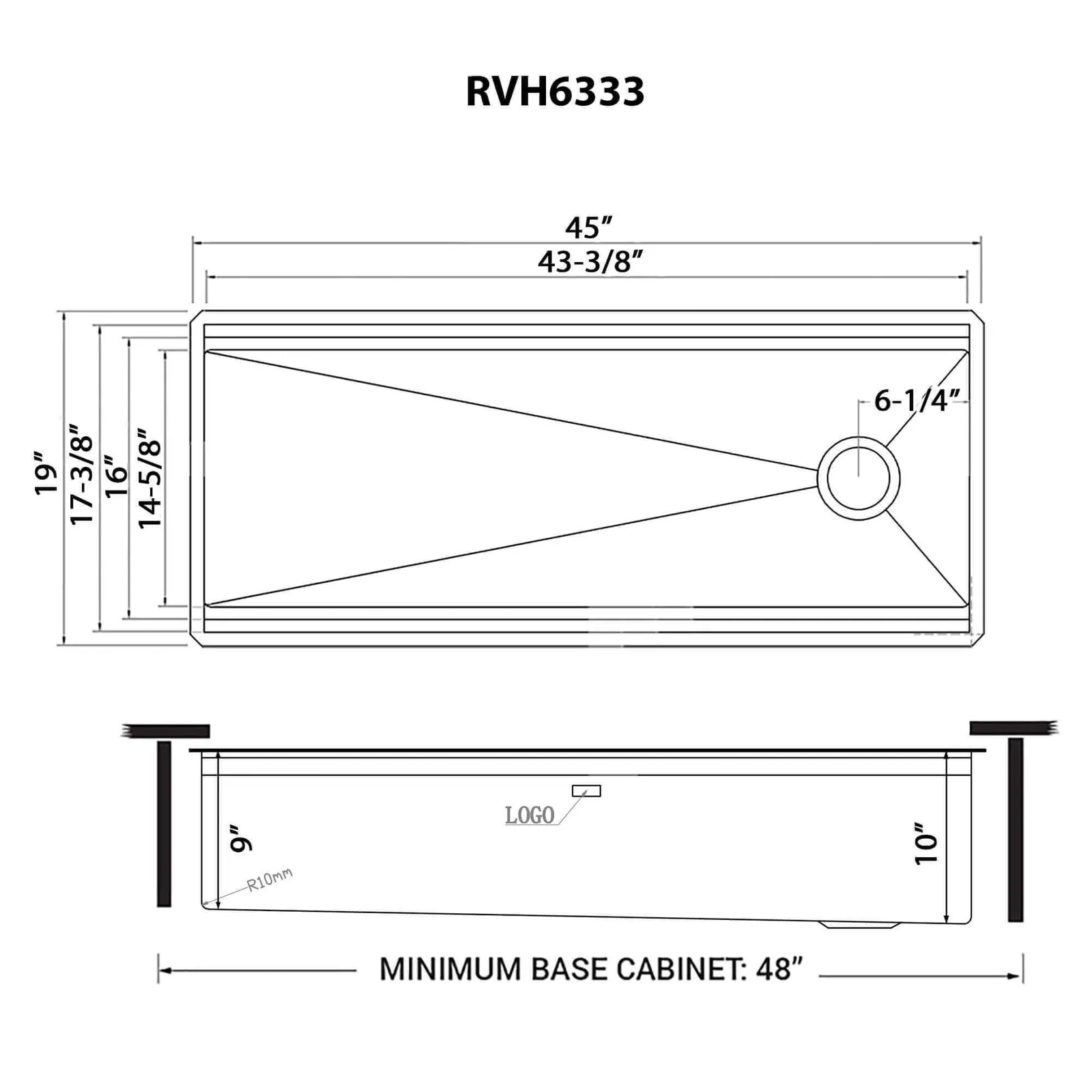 Dimension drawing for RVH6333ST
