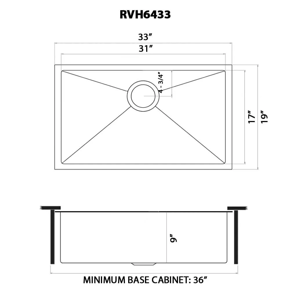 Dimension drawing for RVH6433BL