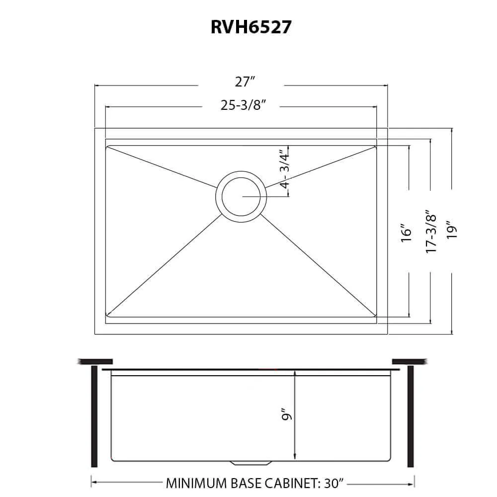 Dimension drawing for RVH6527BL