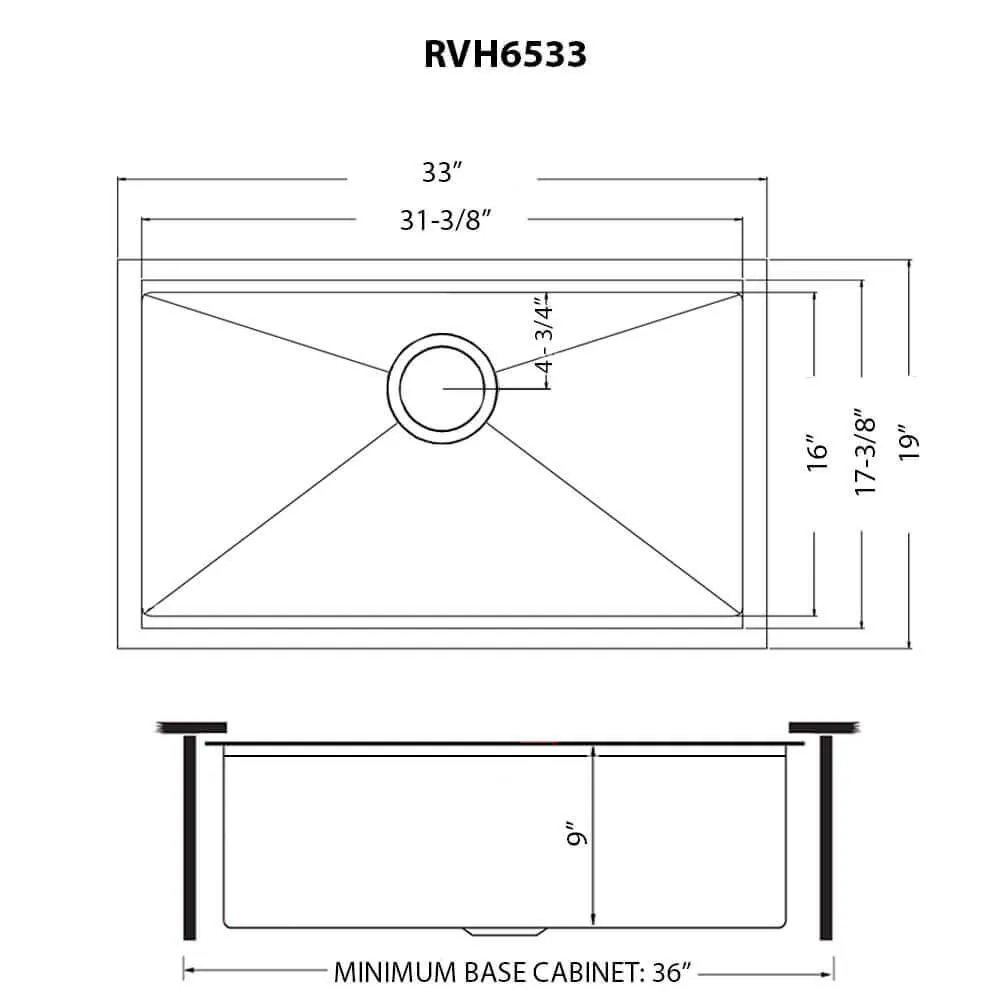 Dimension drawing for RVH6533BL