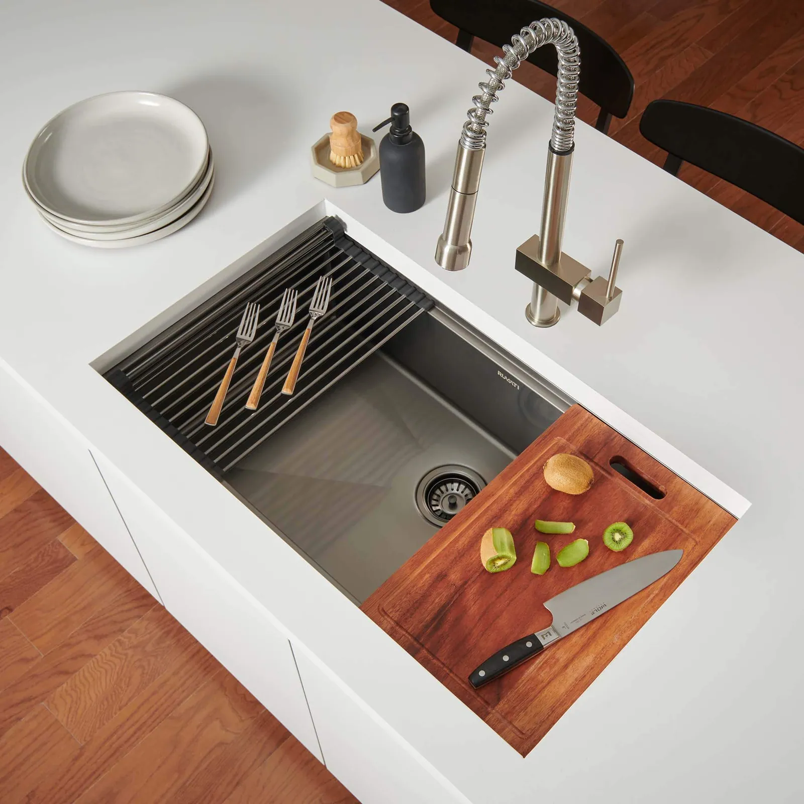 Ruvati 33 inch Gunmetal Black Stainless Steel Workstation Undermount Kitchen Sink Single Bowl