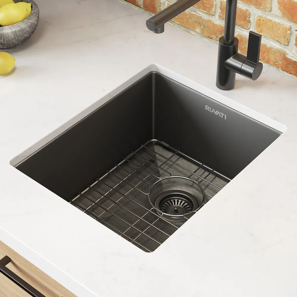 Ruvati 14-inch Gunmetal Black Stainless Steel Undermount Bar Prep Sink