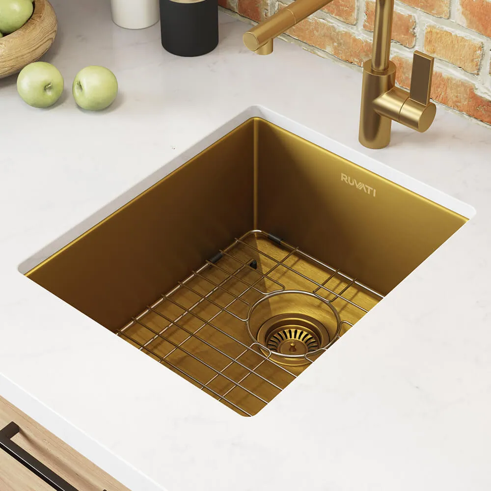 Ruvati 14-inch Matte Gold Stainless Steel Undermount Bar Prep Sink