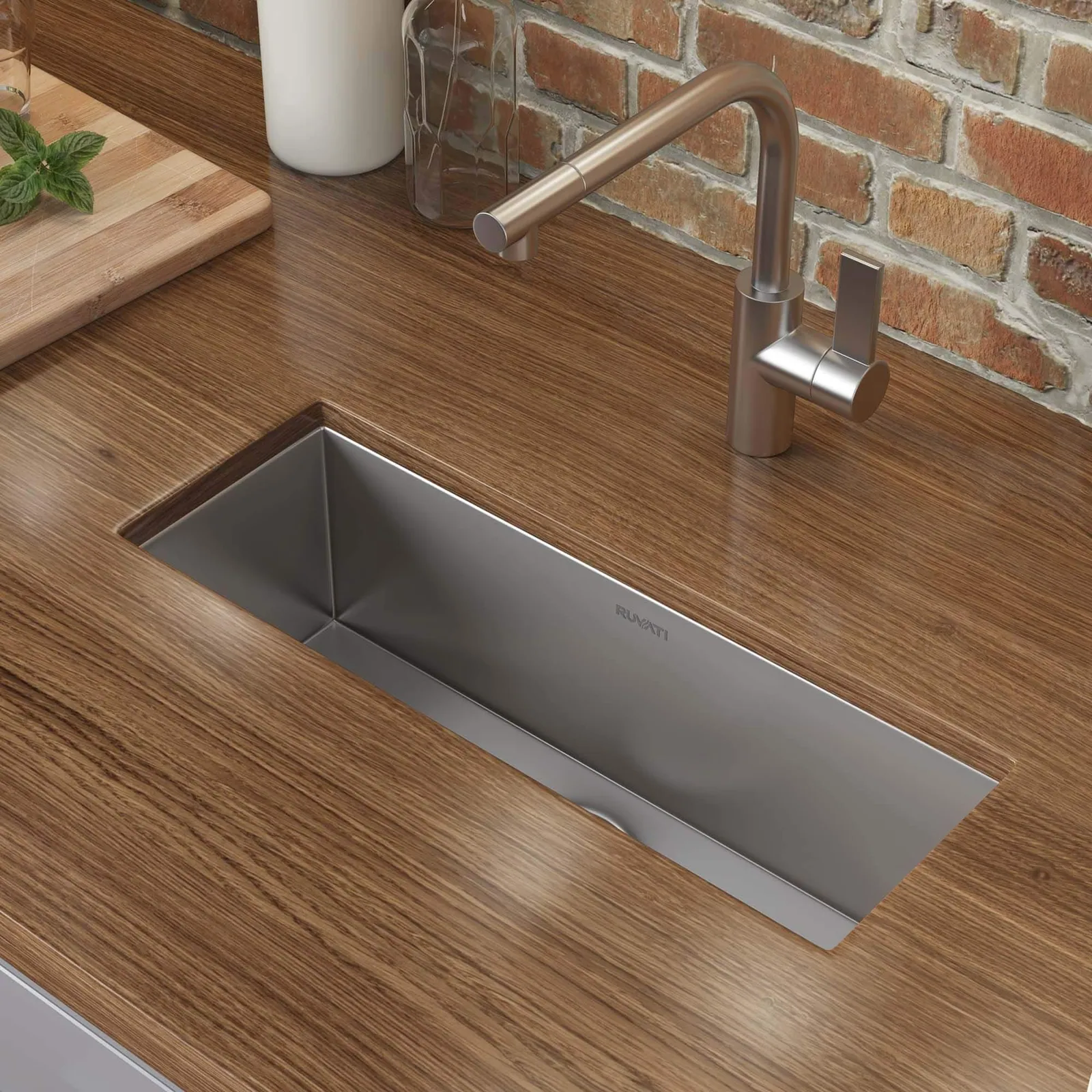Ruvati 23″ x 8″ Bar Prep Sink Narrow Trough Undermount 16 Gauge Stainless Steel Single Bowl