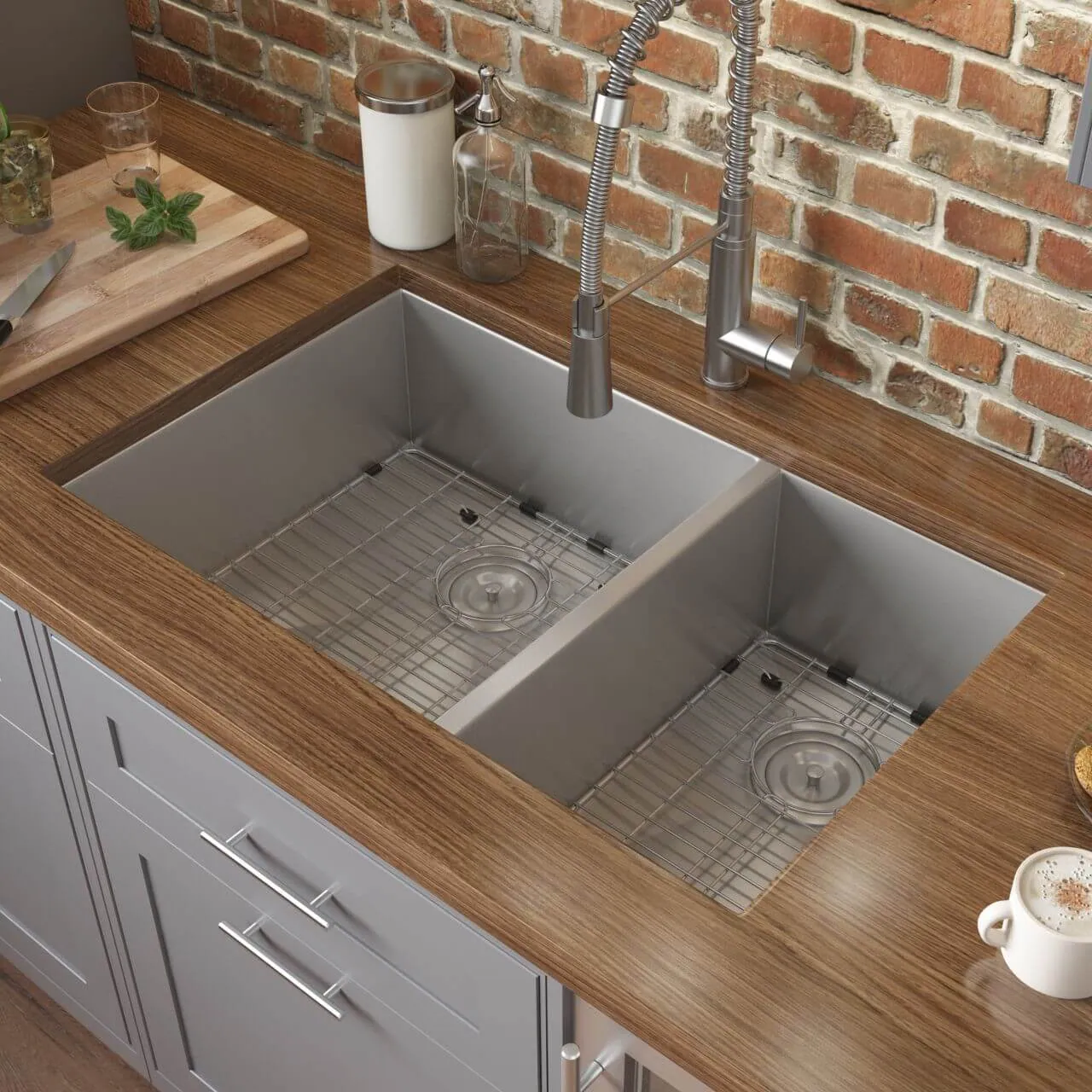 Ruvati 29-inch Undermount 60/40 Double Bowl Zero Radius 16 Gauge Stainless Steel Kitchen Sink