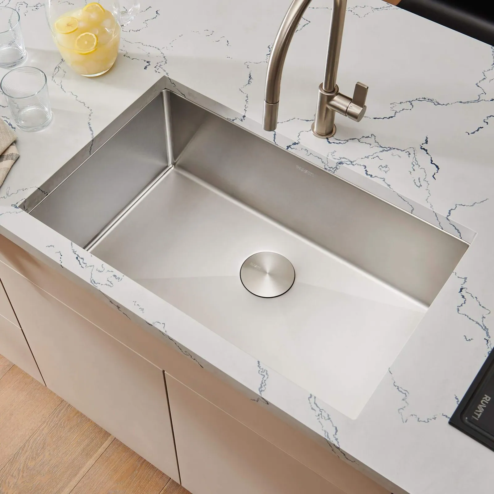 Ruvati 35-inch Undermount 16 Gauge Rounded Corners Large Kitchen Sink Stainless Steel Single Bowl