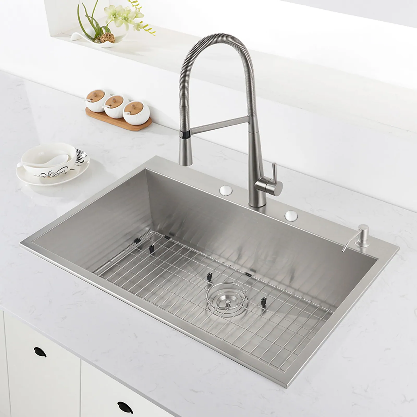 Ruvati 33 x 22 inch Drop-in Topmount 16 Gauge Zero Radius Stainless Steel Kitchen Sink Single Bowl – 4 holes
