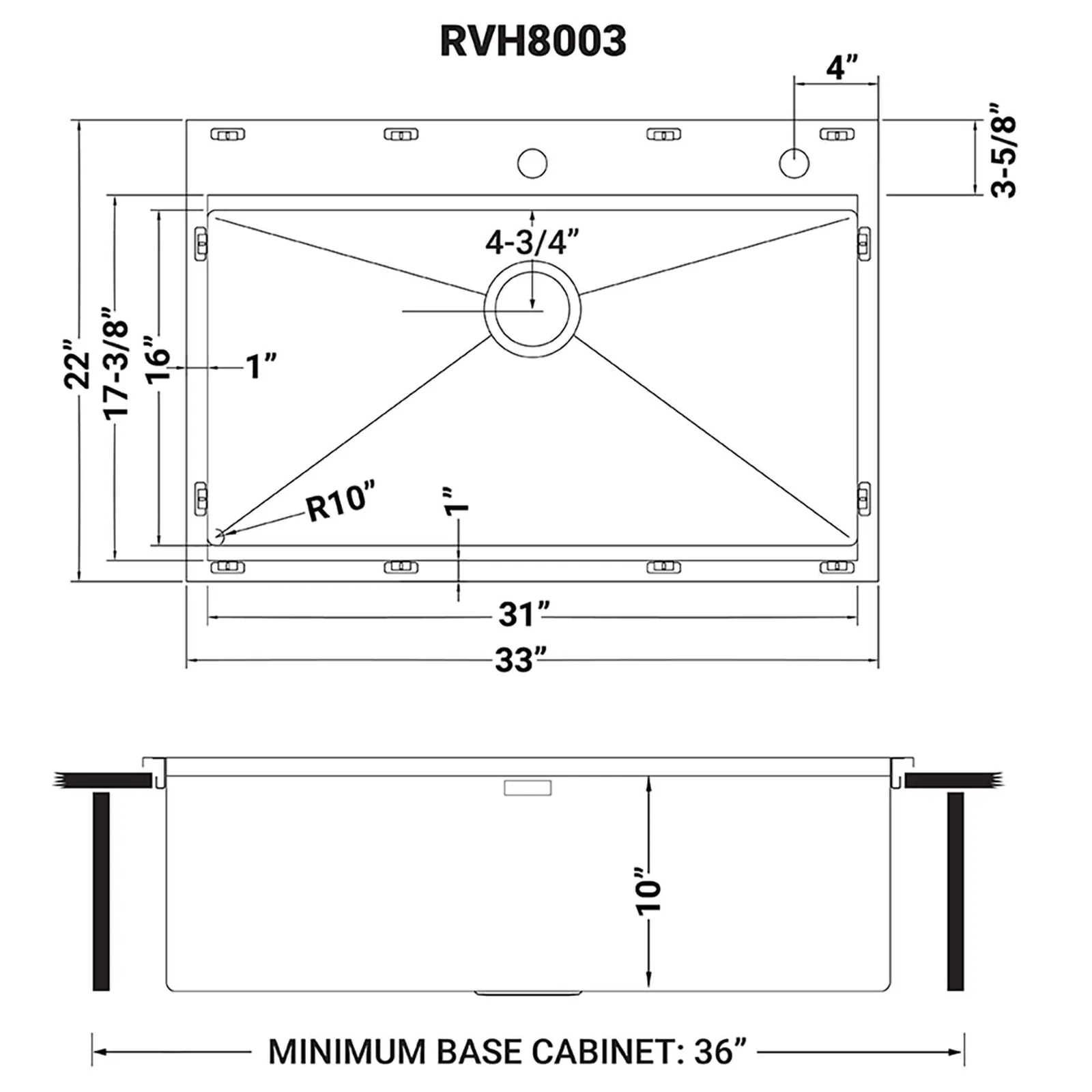 Dimension drawing for RVH8003