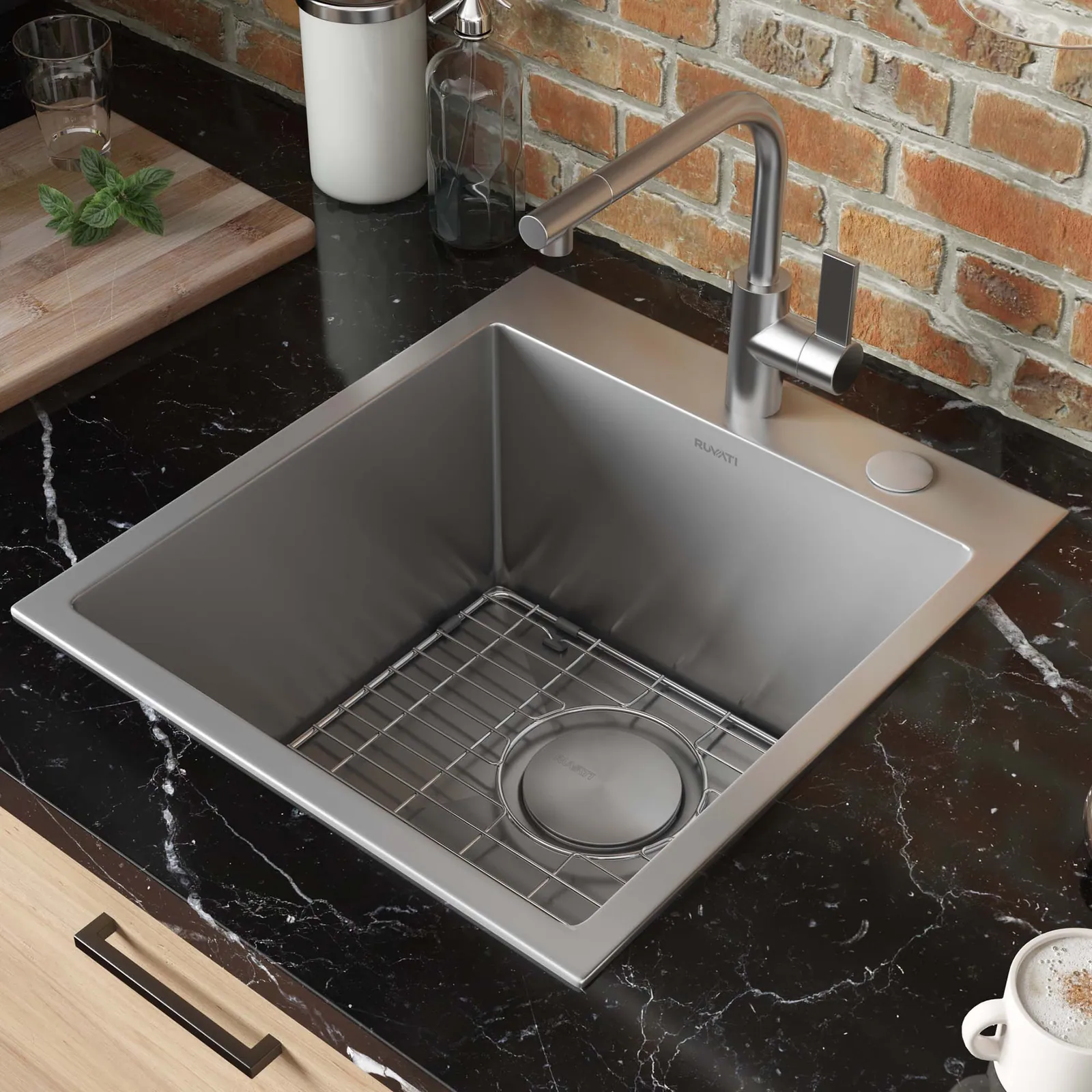 Ruvati 18 x 20 inch Drop-in Topmount Rounded 16 Gauge Stainless Steel Bar Prep Kitchen Sink Single Bowl