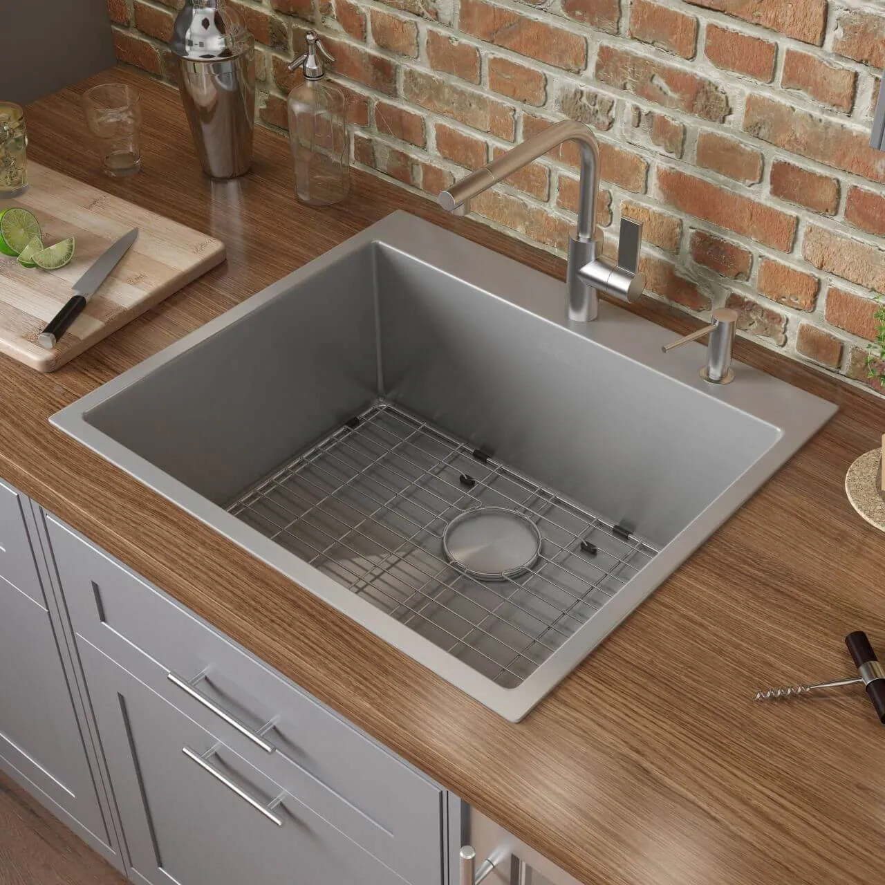 Ruvati 25-inch Drop-in Topmount 16 Gauge Stainless Steel Rounded Corners Kitchen Sink Single Bowl