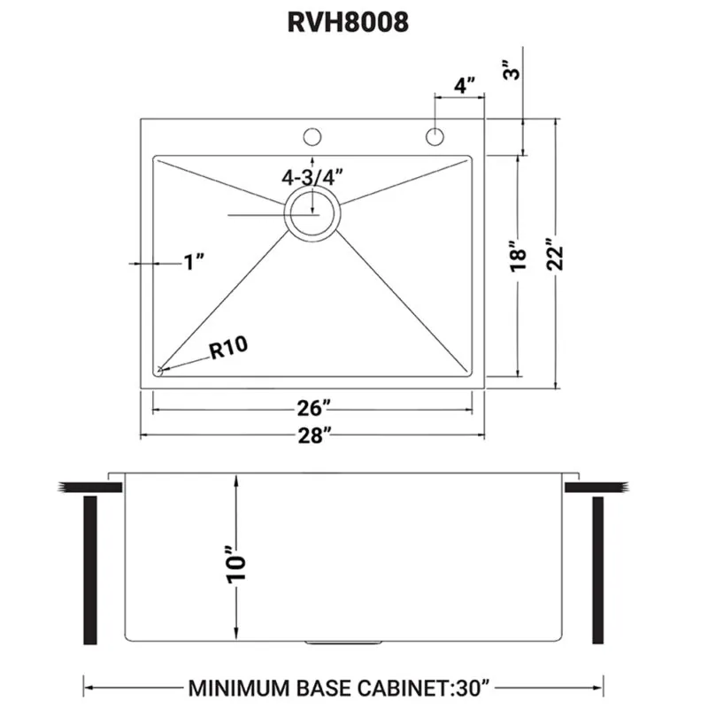 Dimension drawing for RVH8008