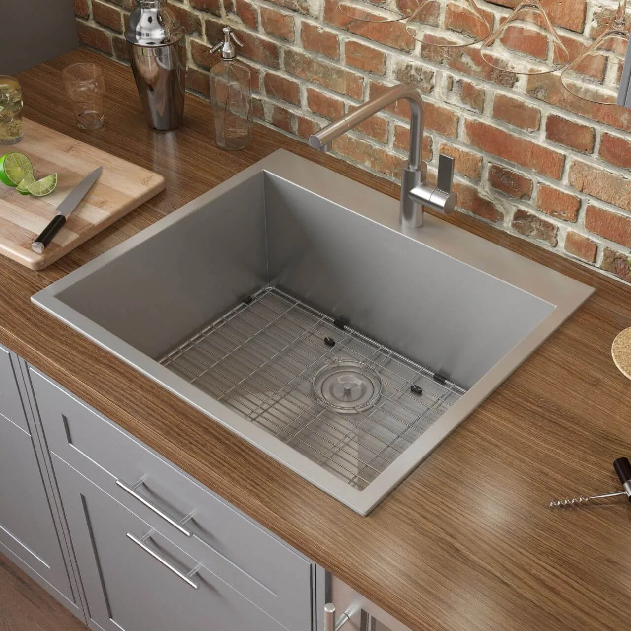 Ruvati 25″ Drop-in Topmount 16 Gauge Stainless Steel Single Bowl Kitchen Sink