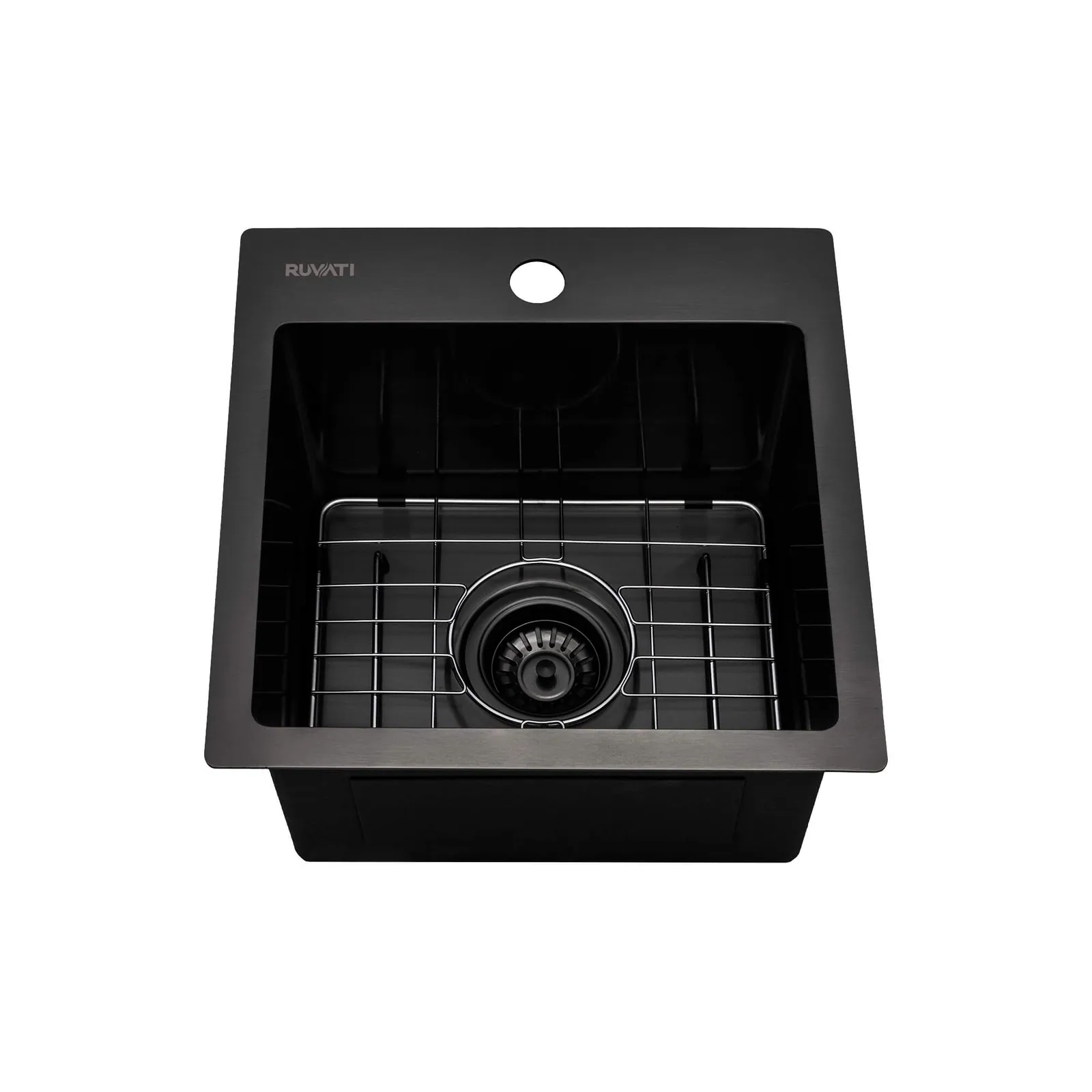 Ruvati 15 inch Gunmetal Black Stainless Steel Drop-in Topmount Bar Prep Sink Single Bowl