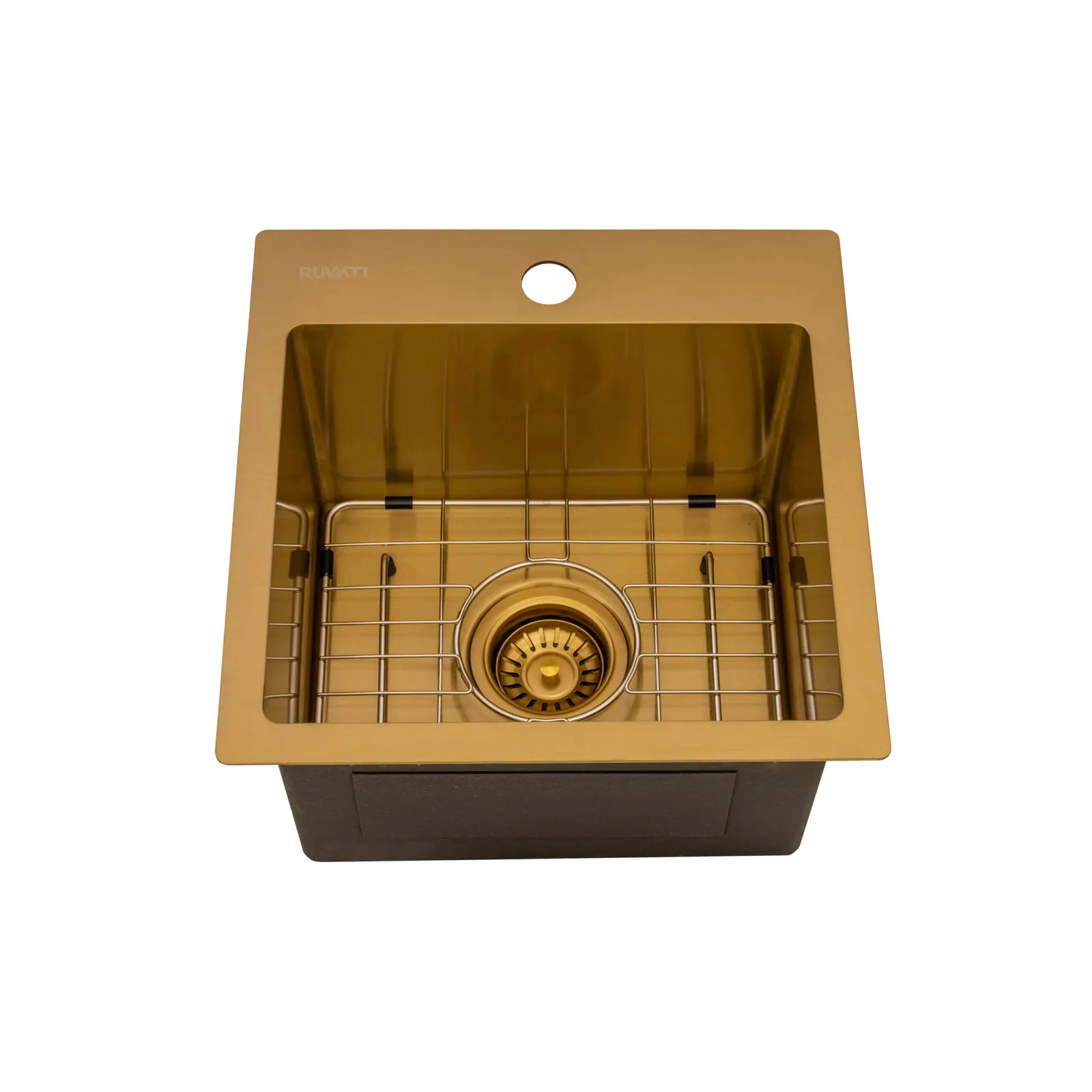 Ruvati 15 inch Matte Gold Stainless Steel Drop-in Topmount Bar Prep Sink Single Bowl