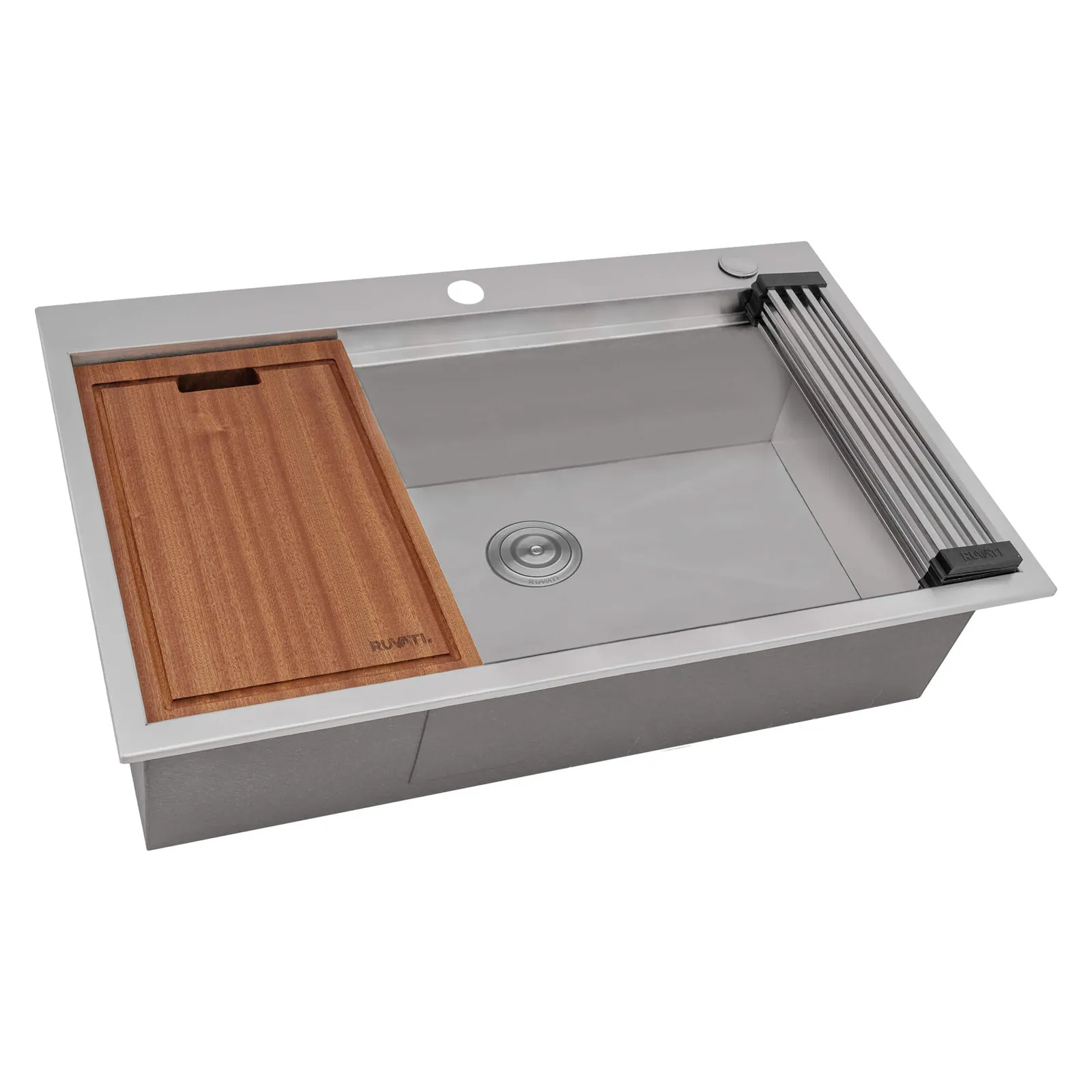 Ruvati 27 x 20 inch RV Workstation Drop-in Topmount Bar Prep Kitchen Sink 16 Gauge Stainless Steel