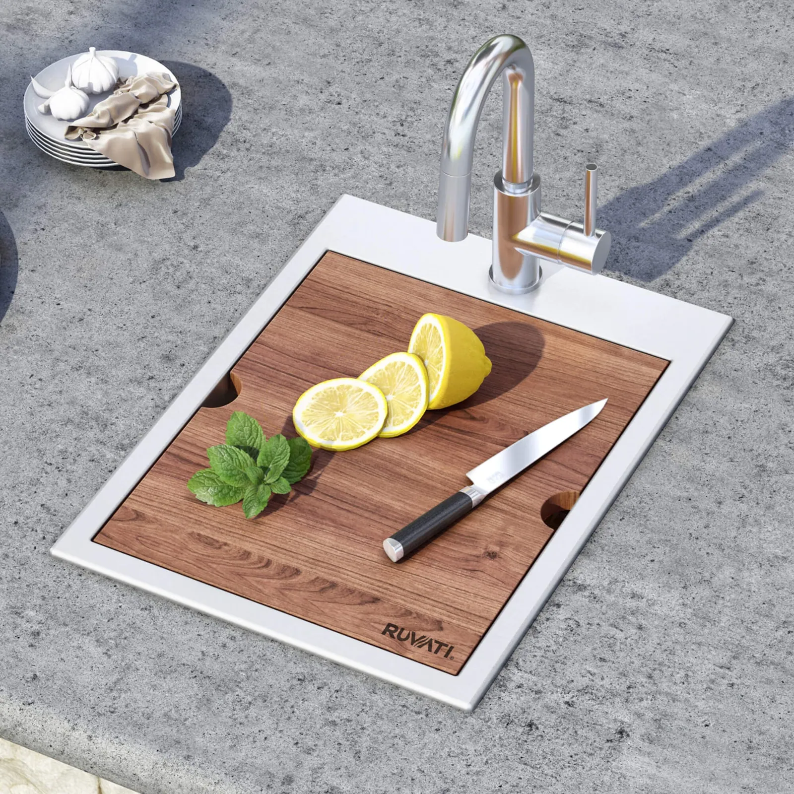 Ruvati 18 x 20 inch RV Camper Van Workstation Drop-in Topmount Bar Prep Tiny Home Sink Stainless Steel