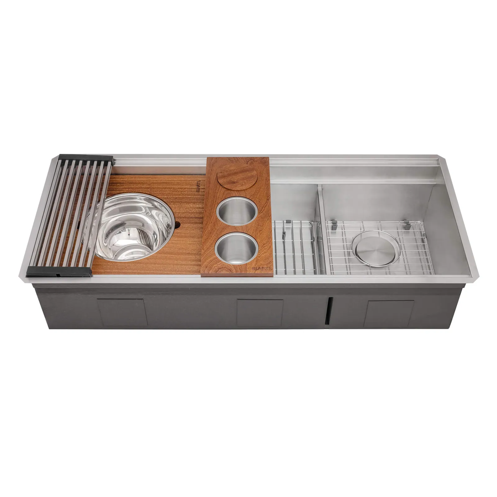 Ruvati 45-inch Double Bowl Workstation Two-Tiered Ledge Kitchen Sink Undermount 16 Gauge Stainless Steel