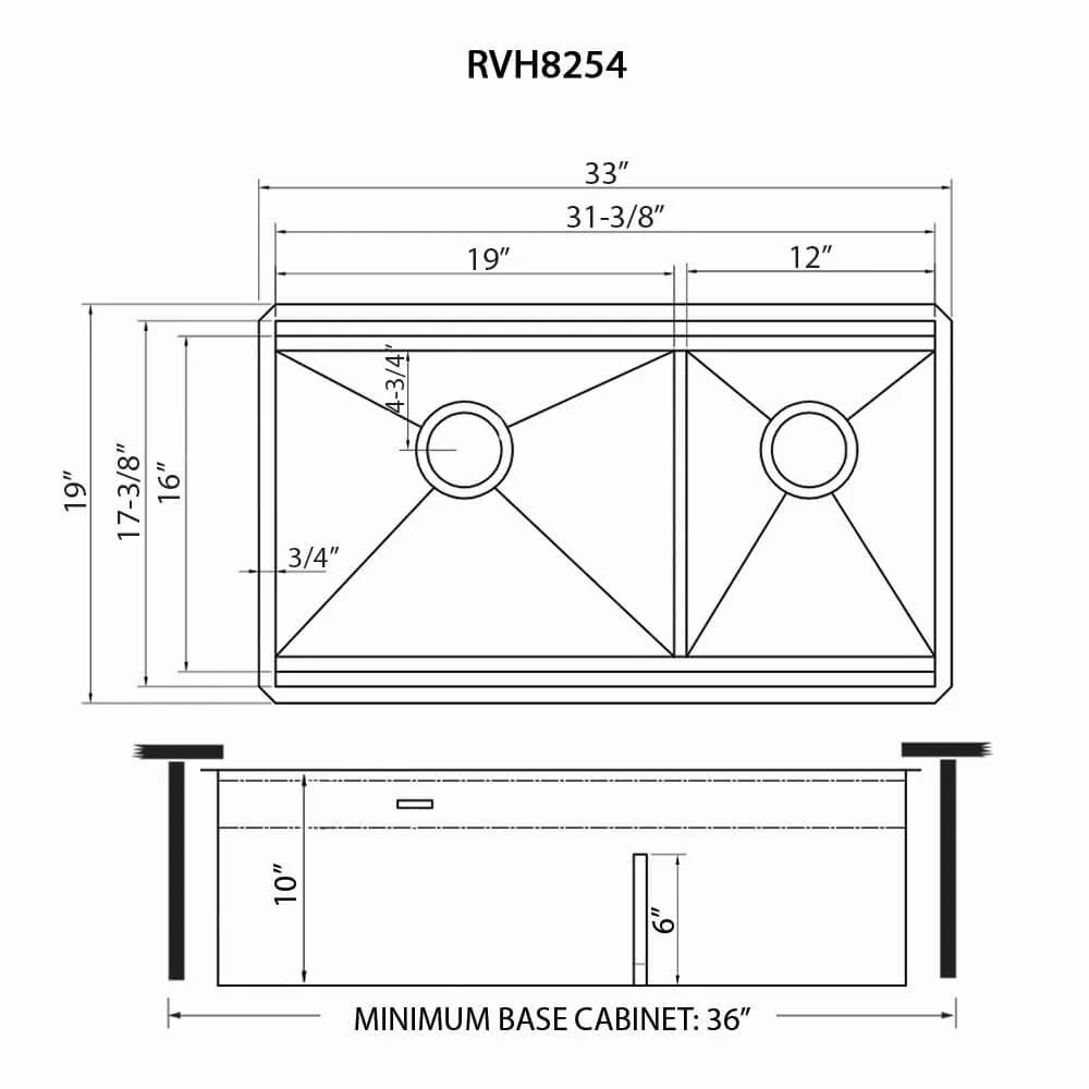 Dimension drawing for RVH8254