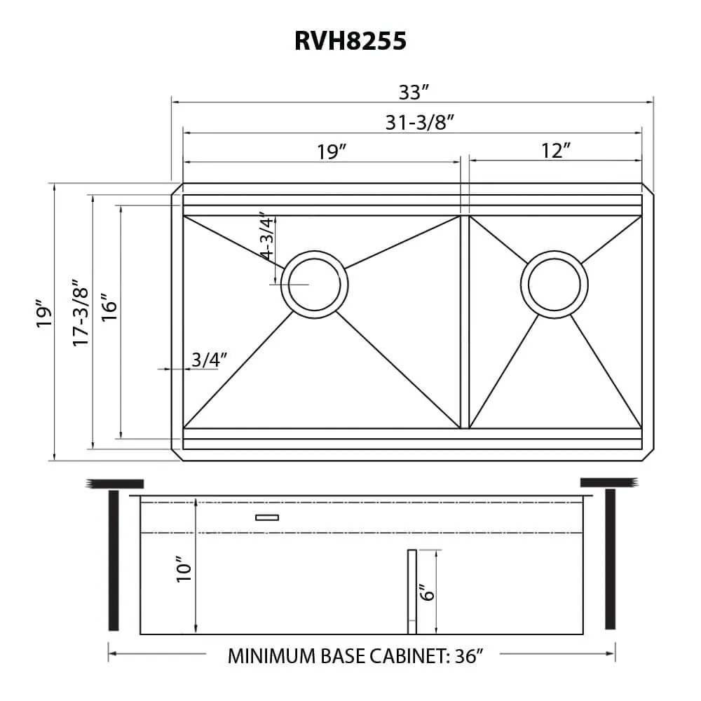 Dimension drawing for RVH8255